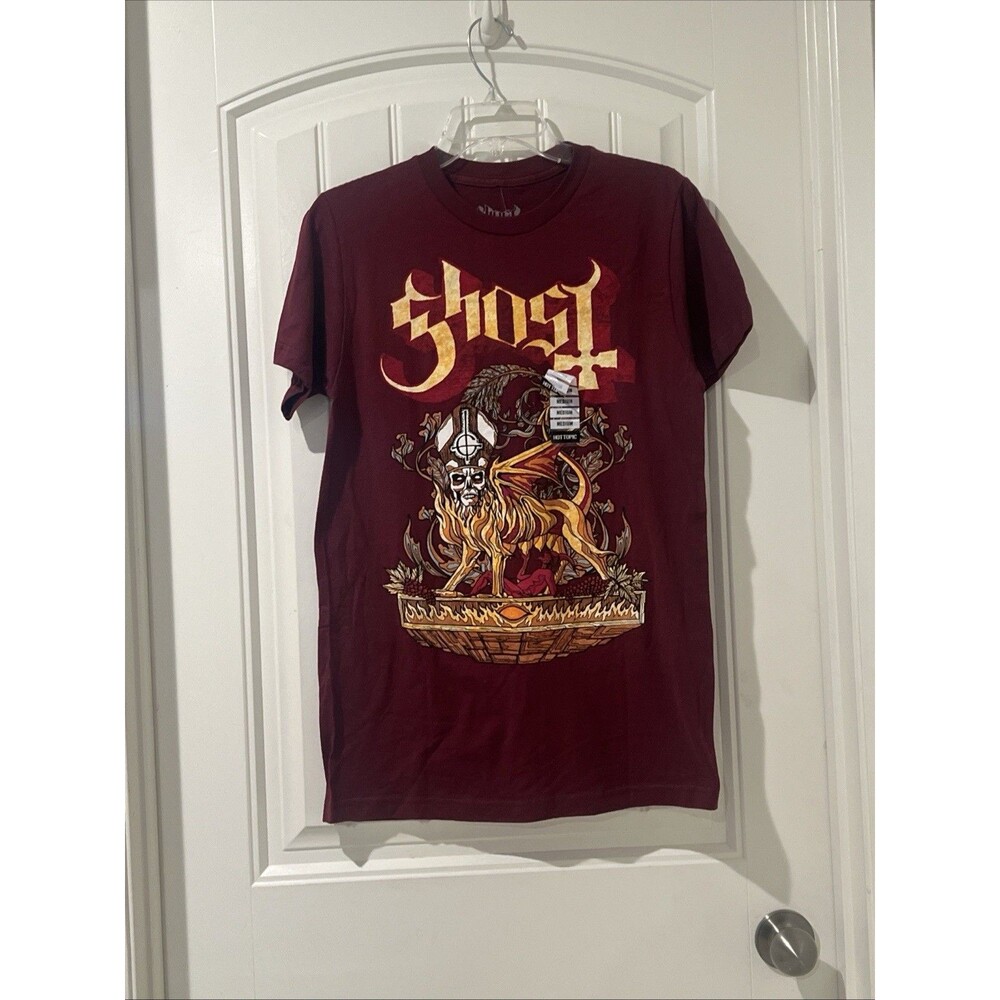 GHOST Firemilk Band Logo Maroon T-SHIRT NEW SIZE M - Picture 6 of 7